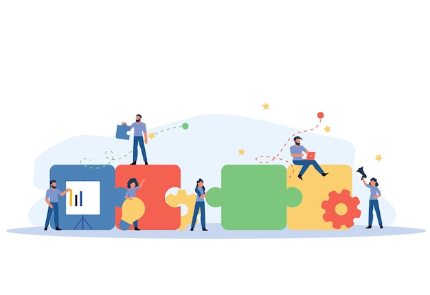 Puzzle team work vector illustration concept partner Partnership teamwork business people
