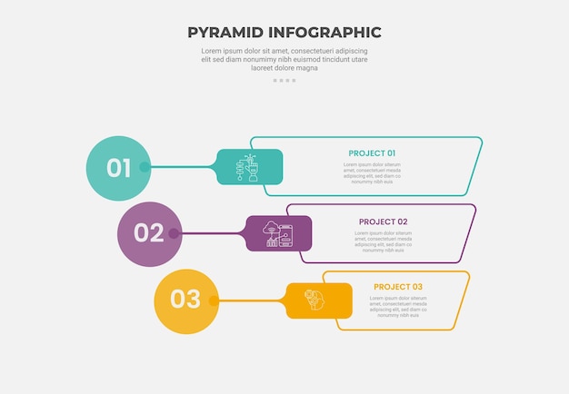 pyramid or triangle shape infographic outline style with 3 point template with creative shape with circle badge and reverse pyramid container structure for slide presentation