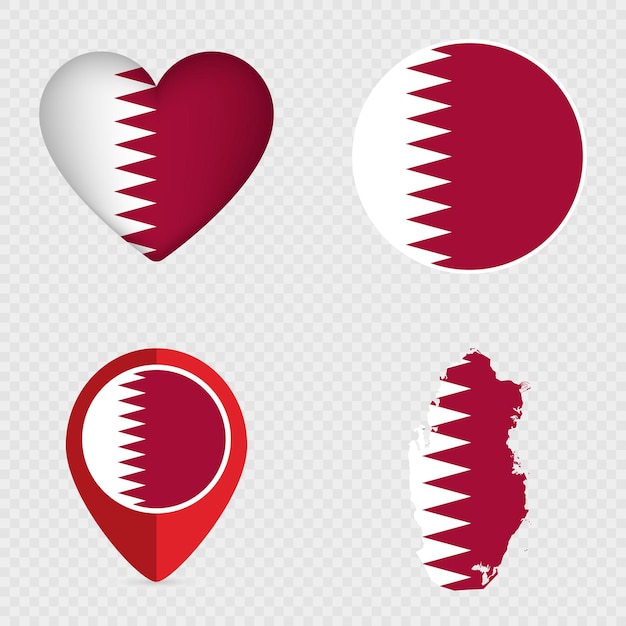 Qatar Flag Icons Pack Vector illustration