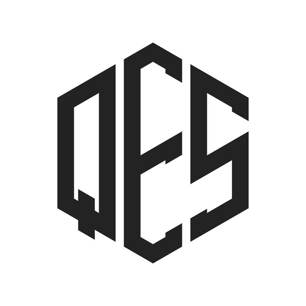 QES Logo Design Initial Letter QES Monogram Logo using Hexagon shape
