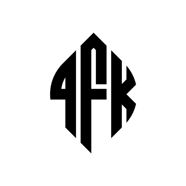 QFK circle letter logo design with circle and ellipse shape QFK ellipse letters with typographic style The three initials form a circle logo QFK Circle Emblem Abstract Monogram Letter Mark Vector