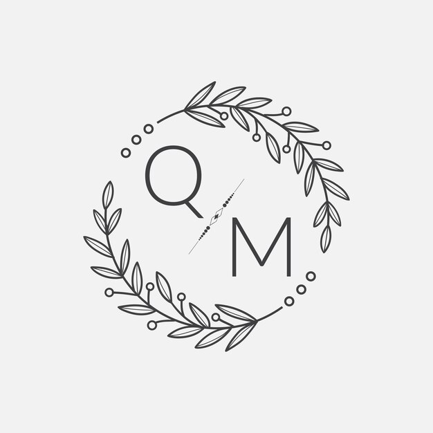 qm initial monogram wedding with creative circle line