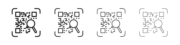 Qr code icon Outline sign symbol set