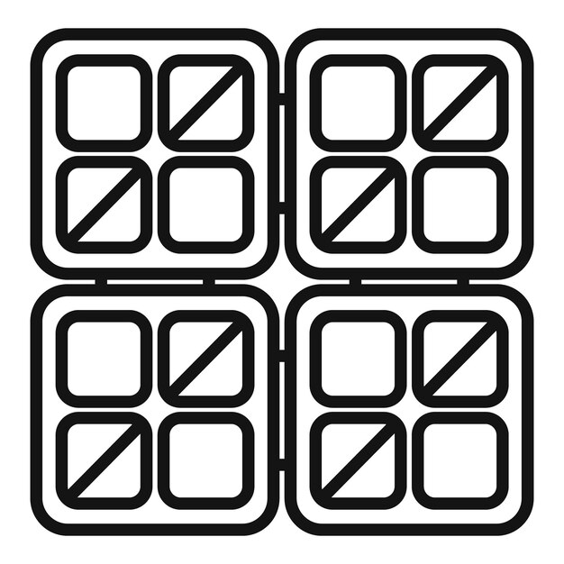 Quadro solar panel icon outline vector Power charge