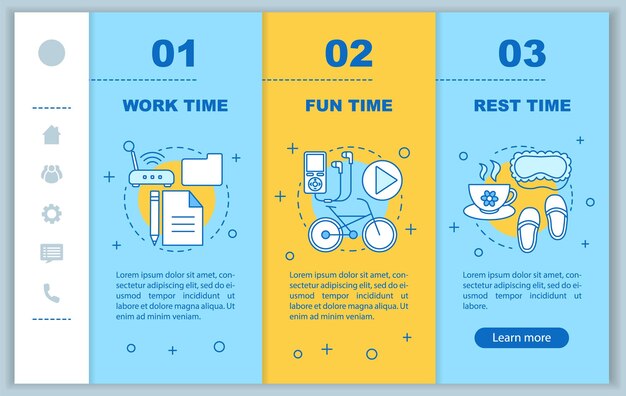 Quản lý thời gian giới thiệu trang web di động mẫu vector