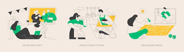 Quarantine leisure time abstract concept vector illustrations