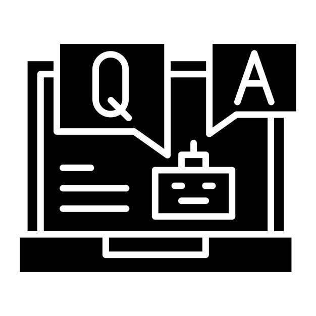 question and answer glyph solid black illustration