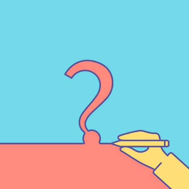 Question black line. Hand draw question mark. Continuous line drawing. Quiz and poll symbol. Vector.