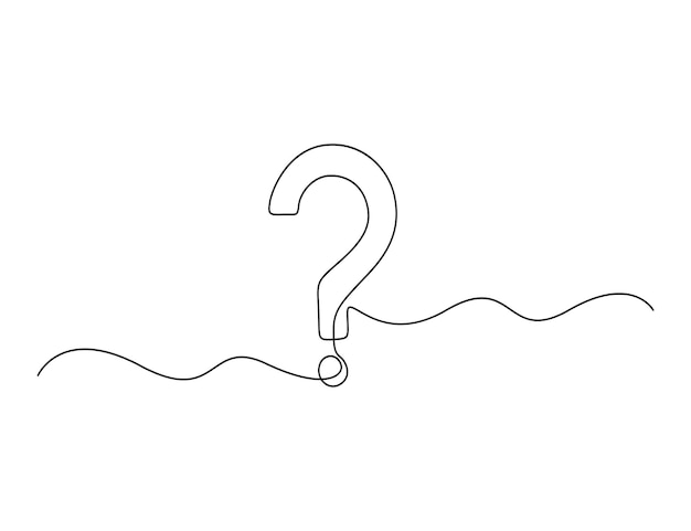 question mark in one continuous line drawing vector illustration