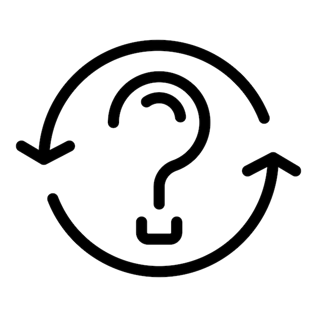 Question mark rotating with arrows forming circular shape