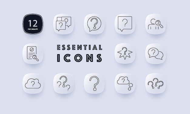 Question set icon Question marks in bubbles speech bubbles checklist with magnifying glass problem solving mystery cloud brainstorming Problemsolving FAQs and inquiry themes