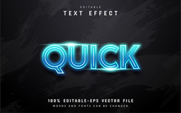 Quick text, blue neon style text effect