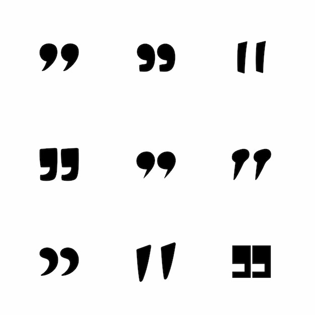 Quotation marks Comma sign black silhouette hand drawn quote symbols speech icons set comment or punctuation vector isolated illustration