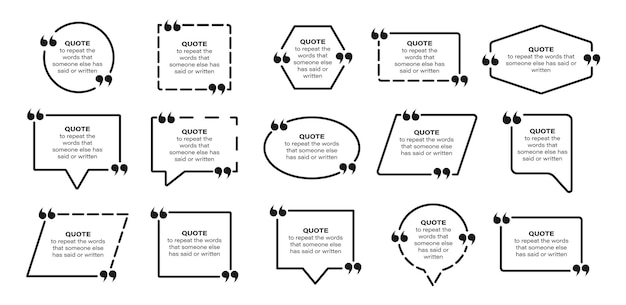 quote box frame set texting quote box vector illustration