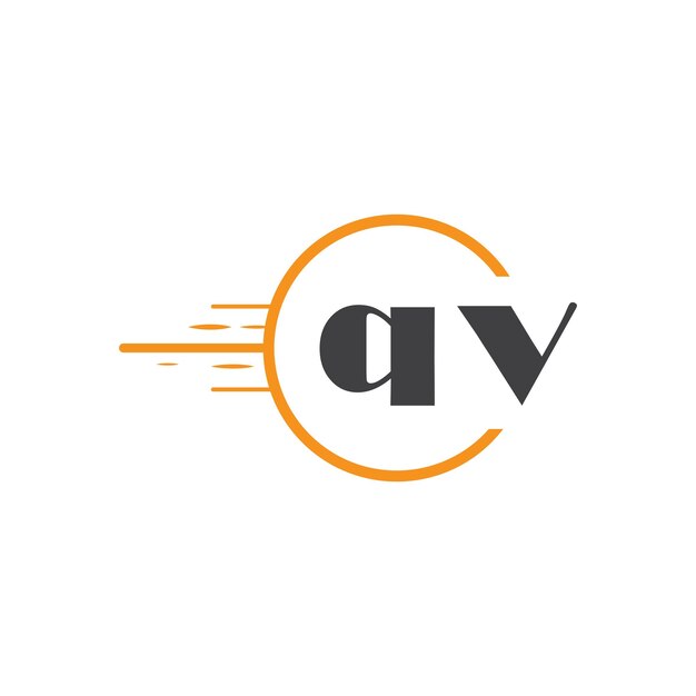 qv initial monogram logo with circle style design