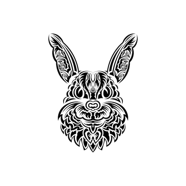 rabbit head in polynesian style isolated symbol of 2023 handmade