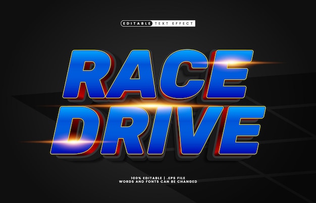 race drive editable text effect with a race and speed text style