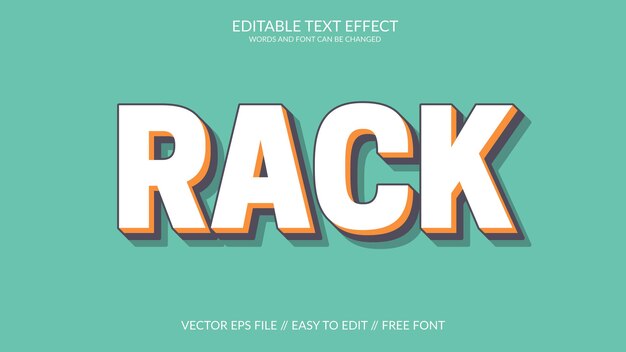 rack 3d fully editable eps vector text effect