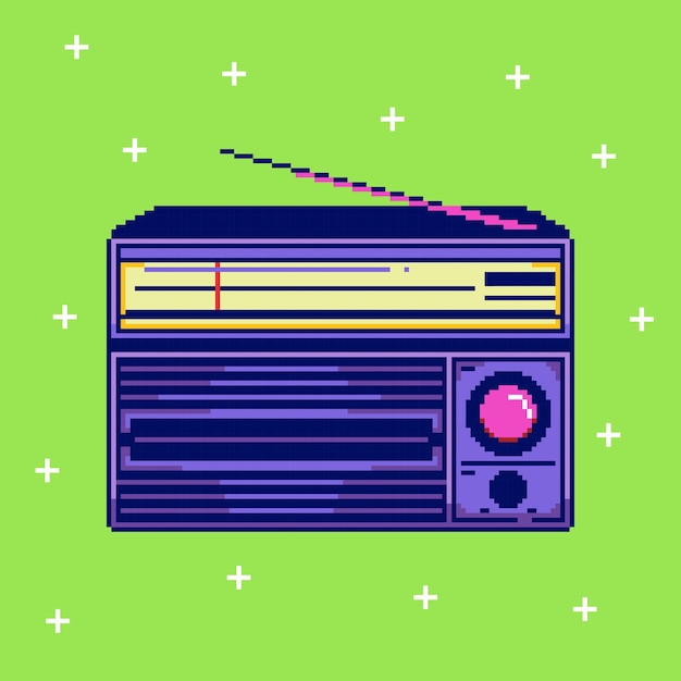 radio music vector pixel art concept isolated illustration
