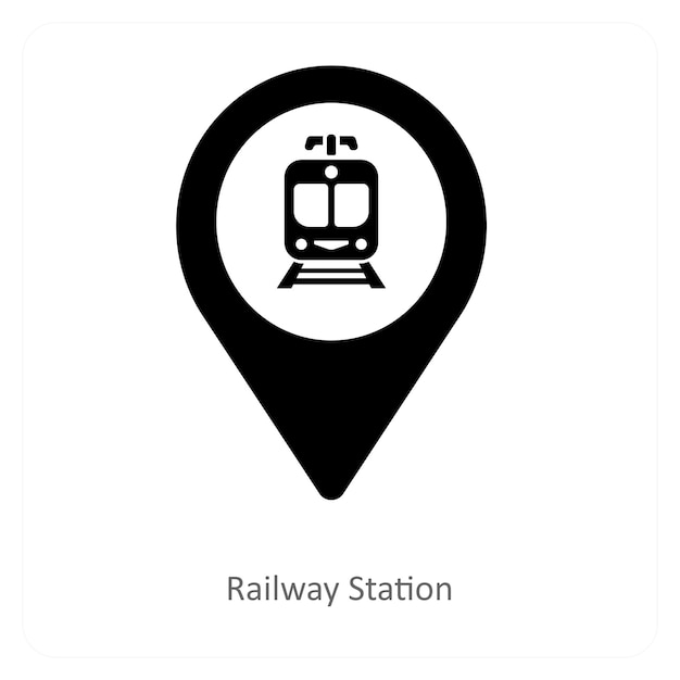 Railway Station and location icon concept