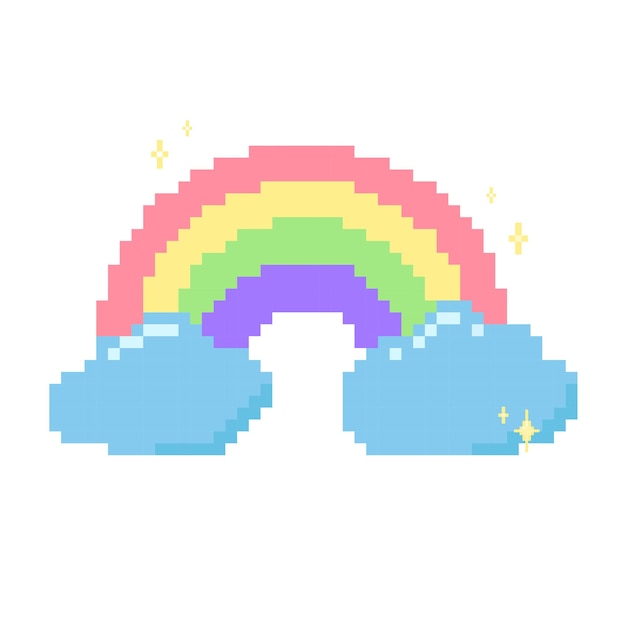 Rainbow pixel art with sparkle