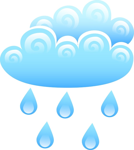 Rainy Night day, with water drop, abstract moon, isolated on White background, Weather icon