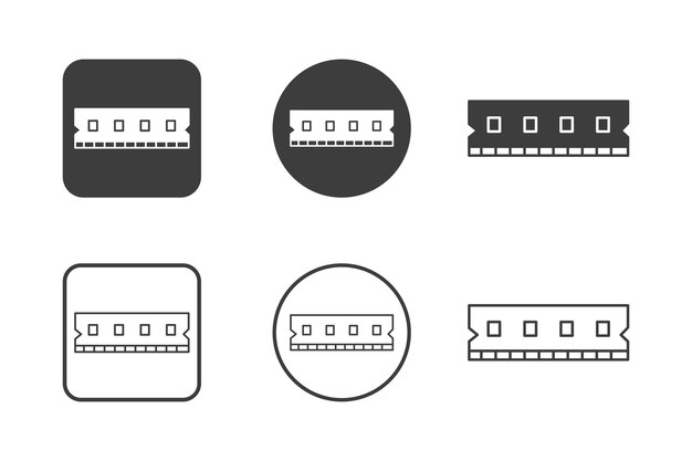 ram computer icon design 6 variations set electronic hardware icons isolated on white background