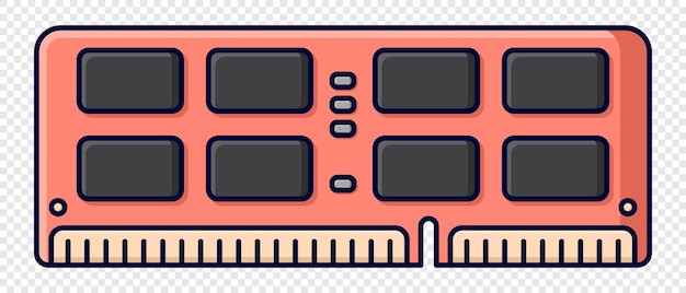 RAM memory computer Computer RAM icon Random access memory Flat cartoon style Vector illustration