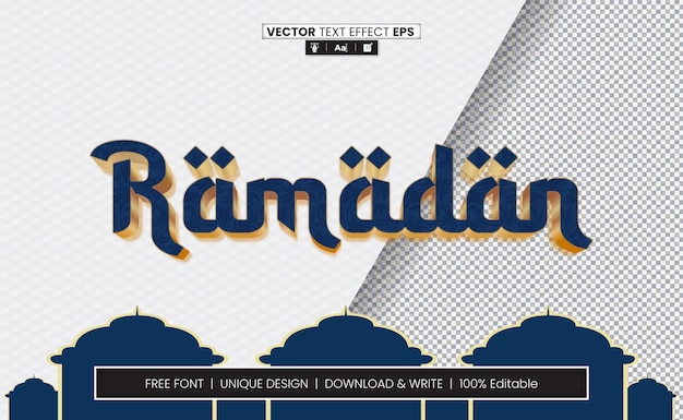 ramadan 3d text effect fully editable