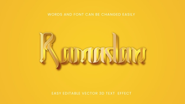 ramadan 3d vector editable text effect design
