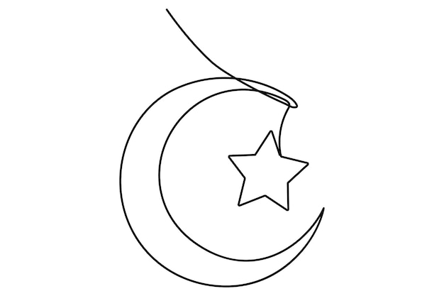 ramadan kareem single line art of ramadan isolated on white background outline art illustration