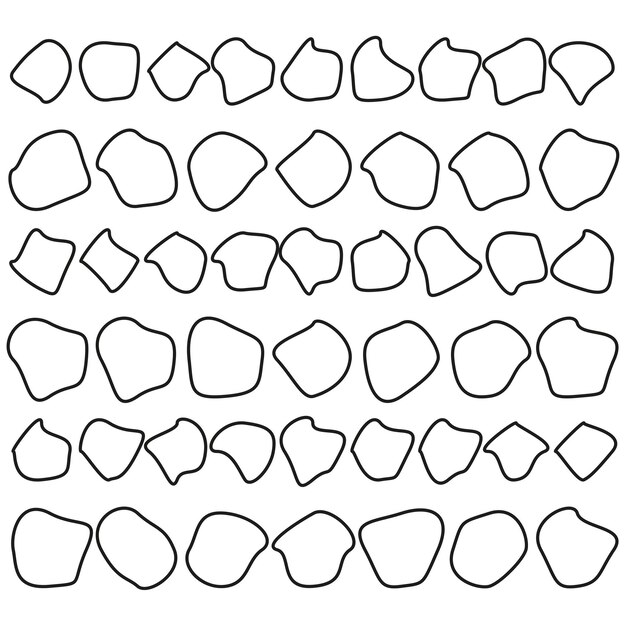 Random blotch inkblot Pebble stone silhouette Organic blob blot speck shape Splat fleck Drop of liquid fluid Ink stain mottle spot irregular shape Vector illustration