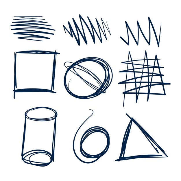 random scribbles set hand drawn scribbles doodle vector set