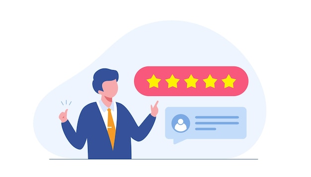 rating concept 5 star ranking satisfaction result rank business people flat illustration vector template