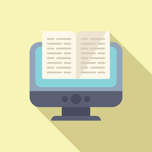 Reading online information icon flat vector New learn inspiration