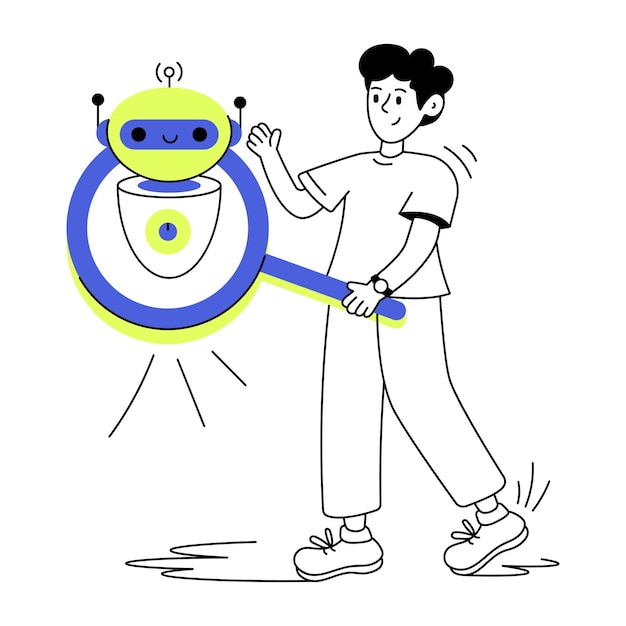 ready to use line illustration of robot search