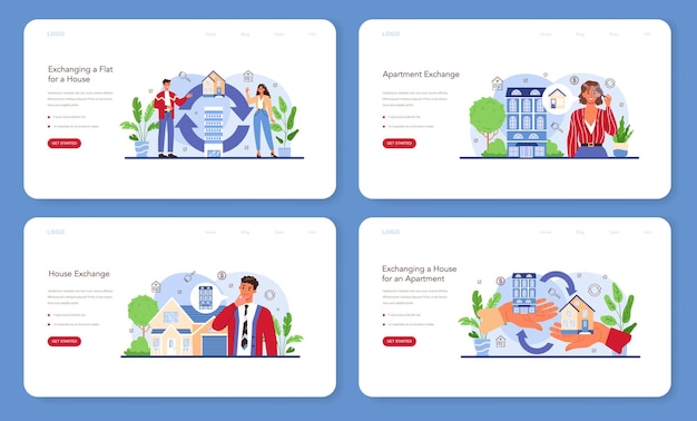 Real estate agency service web banner or landing page set qualified realtor