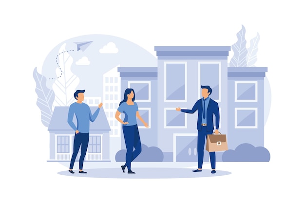 real estate business concept with houses real estate market growth flat modern design illustration