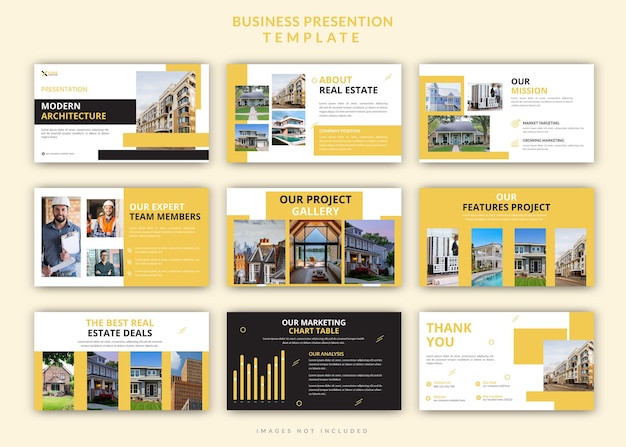 Real estate modern business plan powerpoint presentation editable slides design set template
