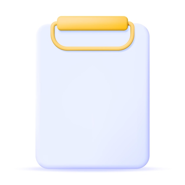 realistic 3d clipboard with empty paper sheet