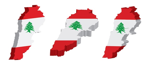Realistic 3D Map of Lebanon Vector Design Template