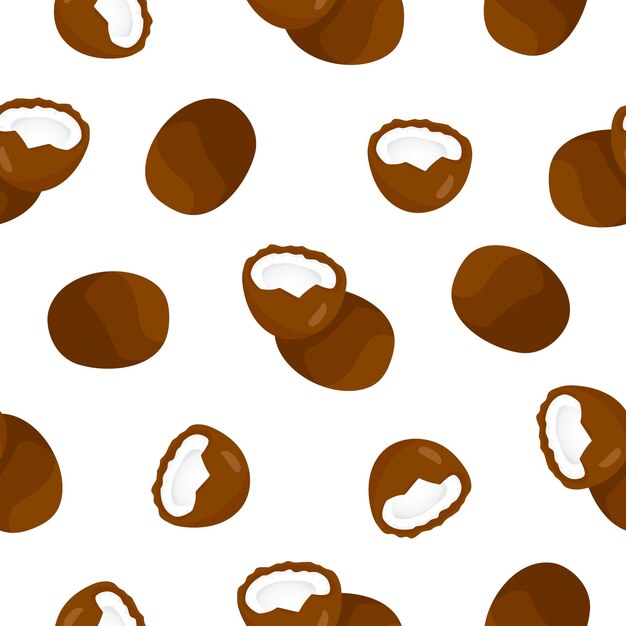 realistic cartoon seamless pattern with coconut vector nut package illustration simple fabric print