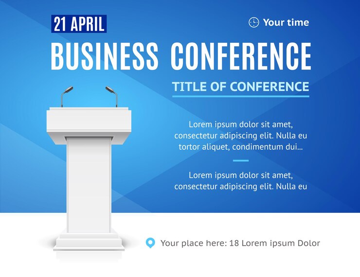 Vector realistic detailed 3d business conference template invitation concept card include of title time and place vector illustration
