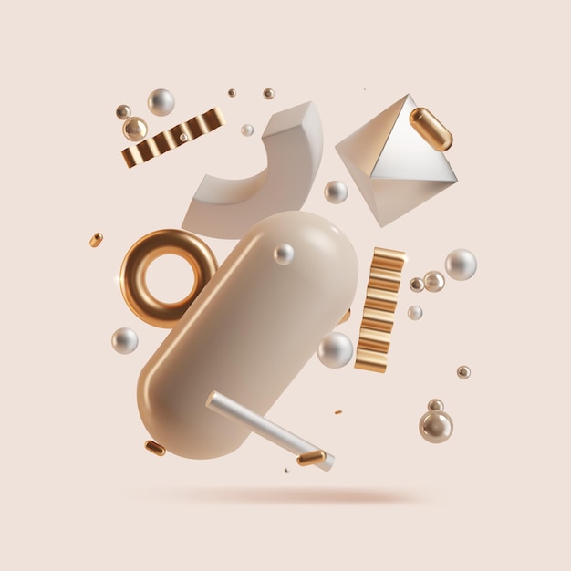 Realistic Detailed 3d Flowing Abstract Geometry Elements Composition Vector