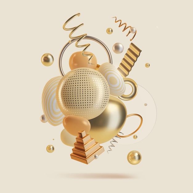 Realistic Detailed 3d Flowing Abstract Geometry Elements Composition Vector