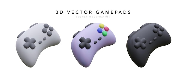 Realistic gamepads isolated on white