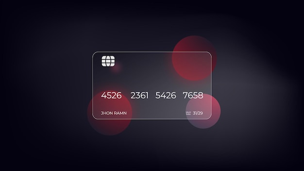 Realistic glass effect credit icon cashless payment concept realistic glass morphism effect vector