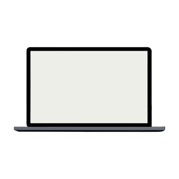 Realistic Laptop vector art mockup with blank white display on white background