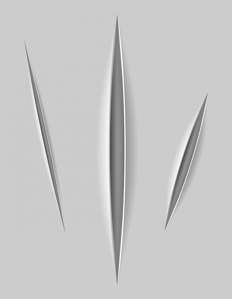 Vector realistic paper cuts with a knife with a transparent background    