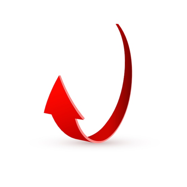 Realistic red swirling arrow. illustration on a white